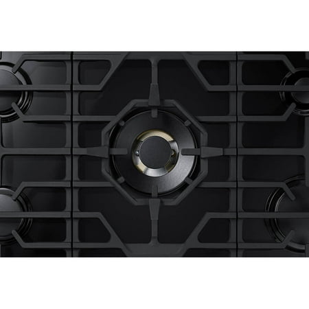 Samsung - 36" Built-In Gas Cooktop with WiFi and Dual Power Brass Burner - Black Stainless Steel