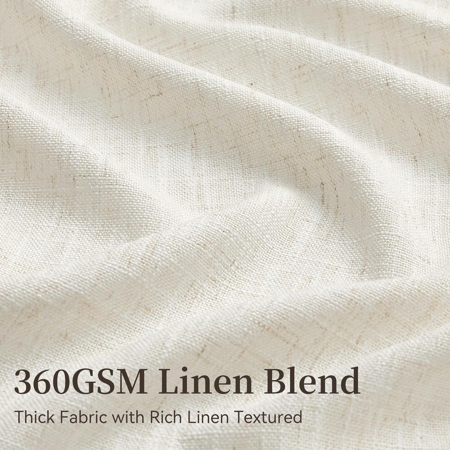 Nalqet Pinch Pleated Linen Curtains 84 inch Length 2 Panels Set, Light Filtering Linen Blend Sheer Drapes Memory Trained Pleated Curtain Back Tab with Hooks Rings for Living Room Bedroom, Natural