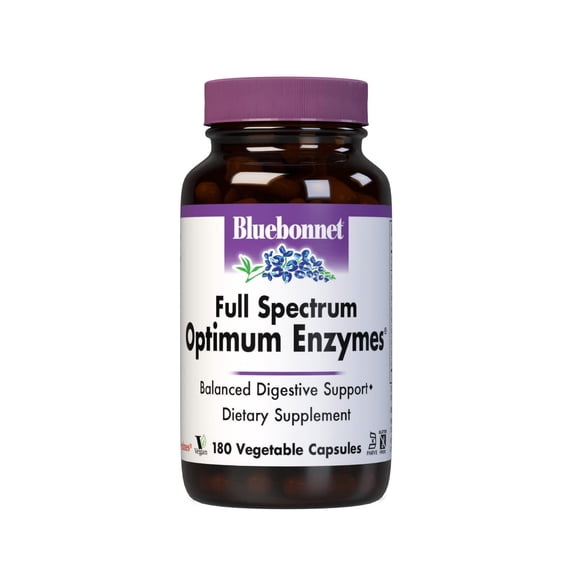 Bluebonnet Nutrition Full Spectrum Optimum Enzymes Vegetarian Capsules, 180 Count