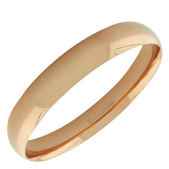 Stainless Steel Rose Gold-Tone Classic Bangle Bracelet