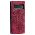 thumbnail image 3 of Case for Google Pixel 6 Wallet Case for Women Girls with Card Holder, Embossed Flower Pattern Magnetic Flip PU Leather Purse Protective Phone Cover for Google Pixel 6, Red, 3 of 10
