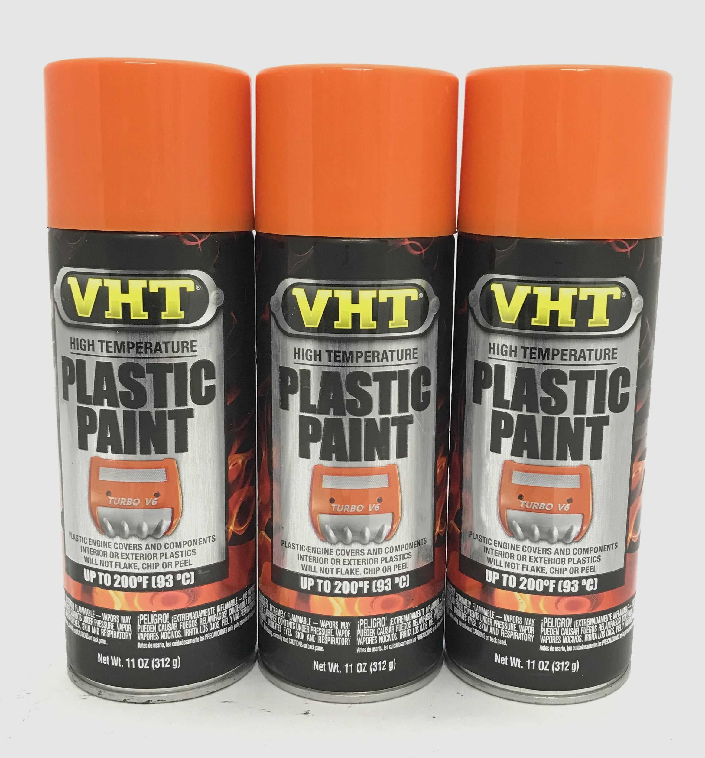 VHT SP823-3 PACK GLOSS ORANGE High Temperature Plastic Paint - 11 oz