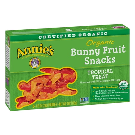 Fruit Veggie Treat - Annie's Organic Bunny Fruit Snacks Tropical Treat 5 Pouches 0.8oz Each