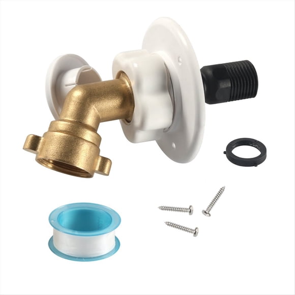 RV City Water Fill Inlet Flange Brass with Hose Elbow Check Valve Hookup Connector for Trailer Marine, 45 Degree,1 x RV City Water Fill Inlet Kit,Gold & White