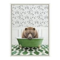 thumbnail image 2 of Kate and Laurel Sylvie Big Bear In Eclectic Green Bath Framed Canvas Wall Art by Amy Peterson Art Studio, 18x24 White,  Fun Animal Art Bathroom Décor, 2 of 6