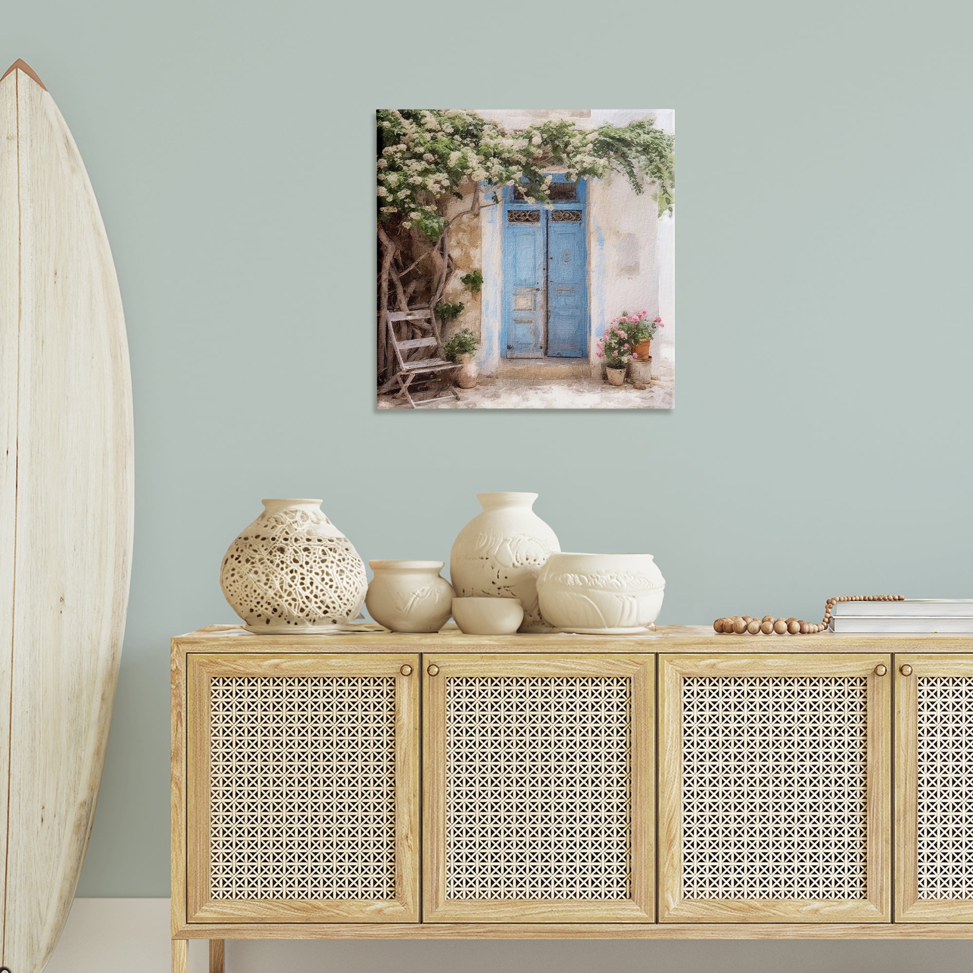 Stupell Industries Greek Doorway with Tree Town & City Painting Gallery Wrapped Canvas Art Print Wall Art, 30 x 30