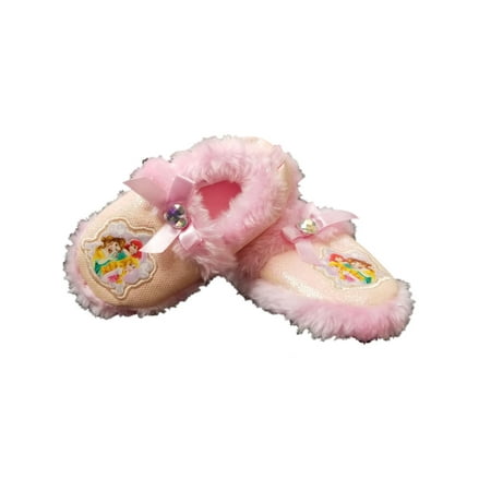 Disney Princess Pink Toddler Girls Glitter Slippers Loafer House Shoes M 7-8