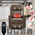 thumbnail image 3 of Genuine Leather Manual Recliner Chair, Swivel Rocking Recliner Chair with Heating and Massage for the Elderly, Ergonomic Lounge Single Sofa Seat, Camel, 3 of 6