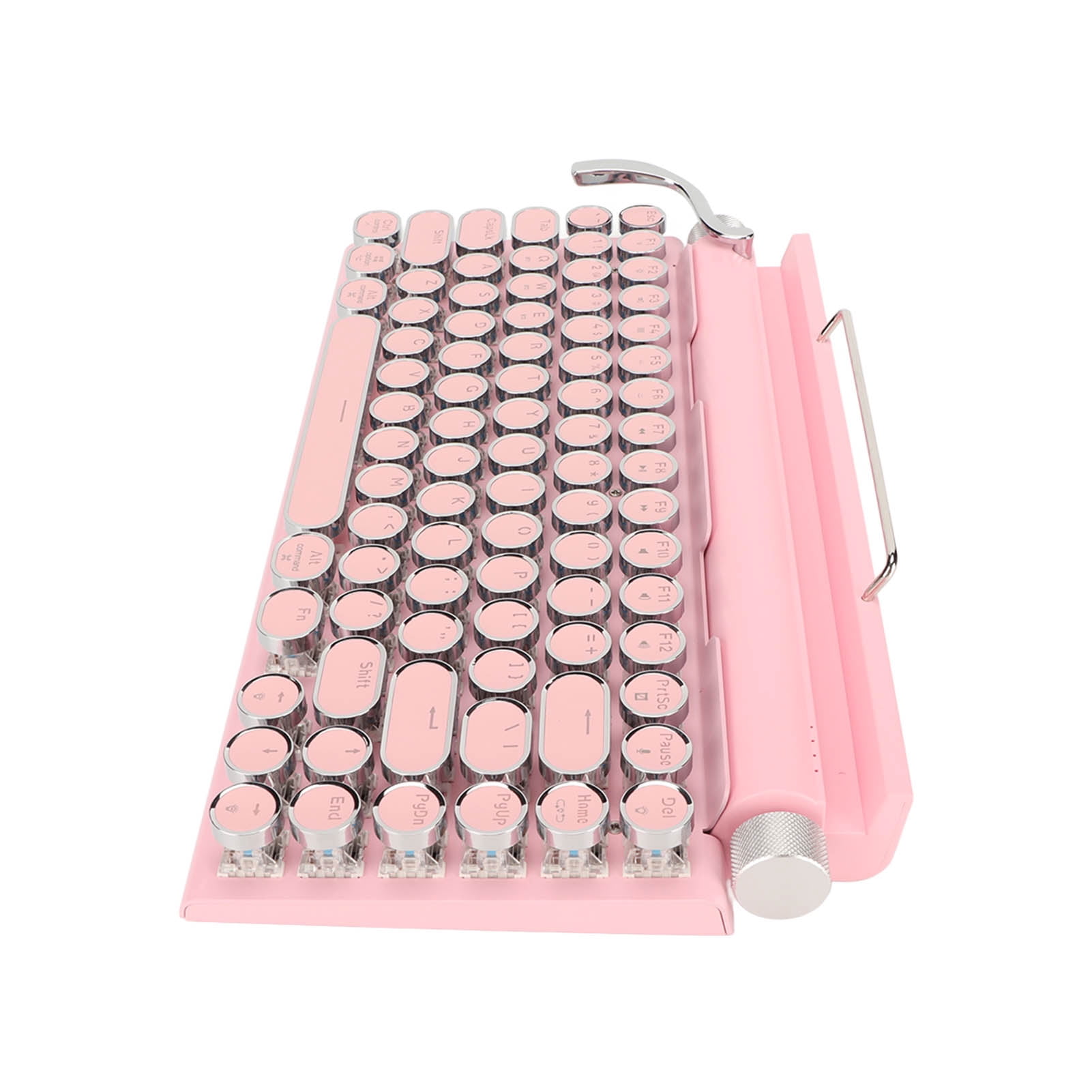 Typewriter Mechanical Keyboard, Retro Round Keycap Mechanical Keyboard  5.0  For Cellphone Pink