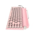 thumbnail image 3 of Typewriter Mechanical Keyboard, Retro Round Keycap Mechanical Keyboard Blue Switch Support 3 Devices FN Master  For Cellphone Pink, 3 of 8