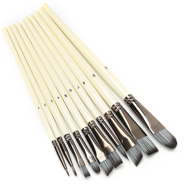10 Uds pelo de nailon Gouache artista pincel de pintura portátil pintura al óleo juego de pinceles de dibujo