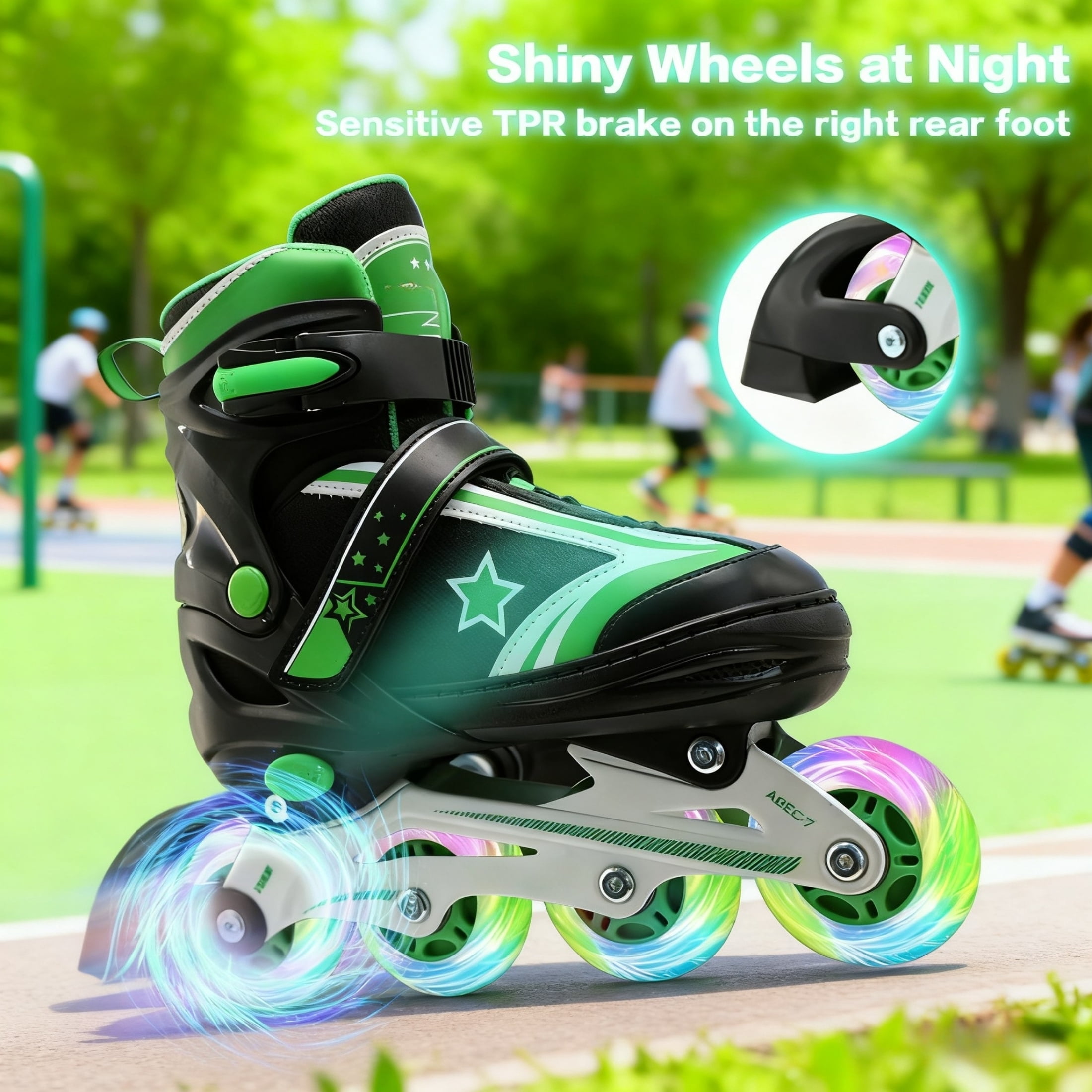 JZY Youth Inline Skates with 8 Glowing Light-Up Wheels,Durable Aluminum Frame for Beginners,For Boys & Girls Ages 5-12,For Indoor and Outdoor Skating