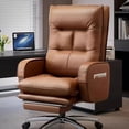 thumbnail image 4 of Swivel Genuine Leather Office Chairs Lunch Breaks High End Swivel Chairs Business Office Cowhide 컴퓨터의자 Furniture Room Office My Lux Decor Round, 4 of 30