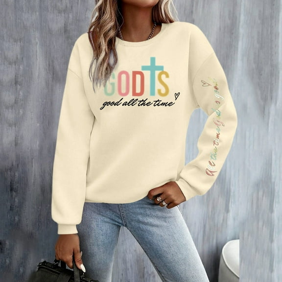 Sweatshirt for Women Long Sleeve Sweatshirt Womens Pullover Light Yellow Sweatshirts Womens Fall Clothing Trendy Clothes L