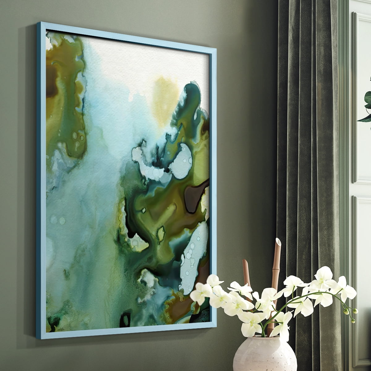 Water and Earth I Framed Print in Blue Solid Wood 8 x 10 Framed Print