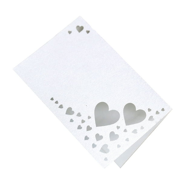 Billuyoard 50 tarjetas de nombre de ahuecadas de corazón de papel, además de cualquier evento, tarjeta de lugar de nombre hueco de corazón Kits de decoración para fiestas blanco
