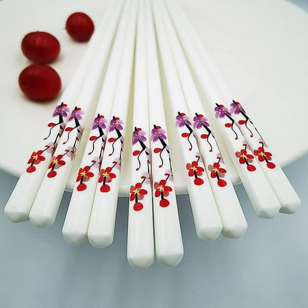 

ZHOUY Porcelain Chinese Chopsticks Set Of 5 reusable Chop Sticks great Replacement Of Bamboo/wooden Chopsticks 9.7-inch (plum Blossom) Plum Blossom -