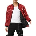 thumbnail image 1 of CHAQUETAS DE HOMBRE INSPIRADORAS CHIC, CON MANGA LARGA, CREMALLERA, CHAQUETA BOMBER BRILLANTE, TALLA XL, ROJO, 1 of 6