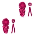 thumbnail image 4 of Gorro de satén Extra largo Injueey 3 piezas para dormir Rosa roja, 4 of 6