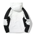 thumbnail image 3 of Bmawag Mens Outdoor Jacket with Hoodies Waterproof Windproof Big and Tall Men's Color Blocked Raincoats Windbreakers with Pockets for Sport Outdoor Hiking Gift for Men White 3XL, 3 of 8