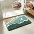 thumbnail image 4 of Alfombra de baño, alfombra de baño estilo Oceans antideslizante, poliéster súper absorbente y rápido secado, diseño de olas de concha con tema de playa, 15,74 x 23,62 pulgadas, 4 of 6