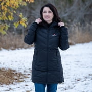 Venustas Womens Long Heated Down Jacket with Battery Pack, Rechargeable Puffer Winter Coat (Black, M)