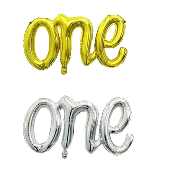 landege 2pcs ONE Aluminum Foil Balloon Letters Mylar Balloons for Baby Birthday Party Decoration (Golden and Silver)