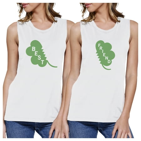 Best Friend Clover Womens White Muscle Top Funny Shirt Patricks