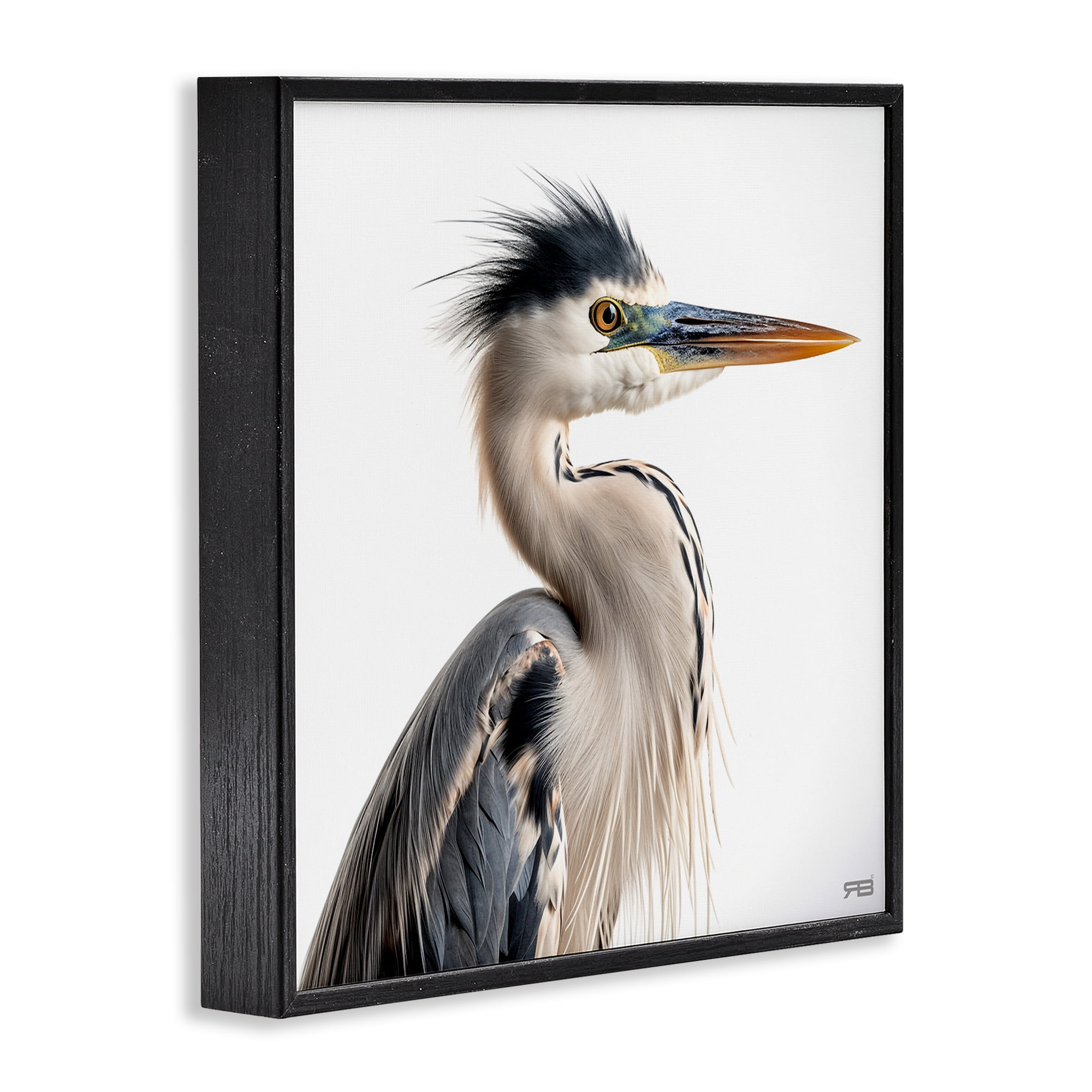 Stupell Industries Stoic Heron Looking Right Animals & Insects Painting Black Framed Art Print Wall Art, 24 x 24