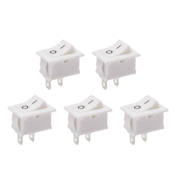 5 Pcs SPST 2 Position On/Off 2Pin Boat Rocker Switch Toggle AC 250V/6A 125V/10A,for Boat,Household Appliances,Snap,White