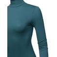 thumbnail image 4 of A2Y Women's Basic Solid Long Sleeve Turtle Neck Fitted Rayon Top Shirt Dark Teal S, 4 of 5