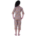 thumbnail image 4 of Moomaya Chemise à Manches 3/4 en Coton Imprimé avec Capri Ensemble de Nuit 2 Pcs pour Femmes, 4 of 7