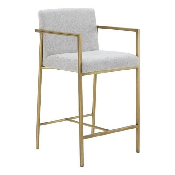 Modrest Burnham Upholstered Modern Fabric Counter Stool in Light Gray