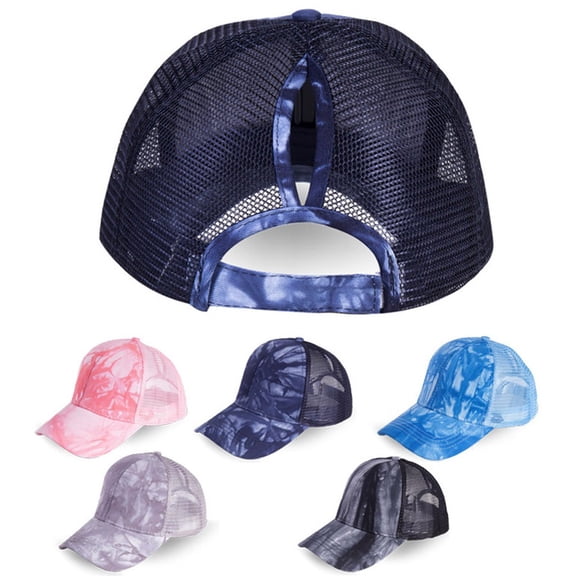 Sales 2026 Under $5 Navy Baseball Cap GIJNRIUIUA Baseball Ponytail Plain Cap Tie-Dye Print Messy Buns Unisex Trucker Hat Visor Baseball Caps Beach Hats