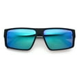 thumbnail image 2 of Locs Mens Color Mirror Flat Top Gangster Plastic Rectangle Sunglasses Teal Mirror, 2 of 8