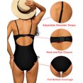 thumbnail image 5 of Attraco Women One Piece Swimsuit Solid Color Back Cutout Adjustable Straps, 5 of 6