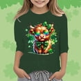 thumbnail image 2 of LUOGENLI T-Shirt pour Filles T-Shirt Graphique de la Saint-Patrick à la Mode Polyvalent Col Rond Manches 3/4 T-Shirt Décontracté Haut pour Filles Tendance Grande Taille Vert Foncé 13-14 Ans, 2 of 4
