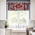 thumbnail image 4 of Tribal Textured Curtain Valance Rustic Floral Square Flower Borders Boho Ethnic Geometric Curtain Valance Kitchen Cafe Living Room Home Decor 54"x18", 4 of 5
