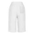 thumbnail image 4 of Dpytoraw Shorts For Women Knee Length Linen Wide Leg High Waisted Beach Summer Pants Casual Vacation Short Pant Women's Casual Pants With Pockets White S, 4 of 4