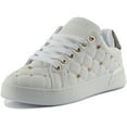 thumbnail image 6 of Guess Reea Women's Low Top Lace Up Quilted Synthetic Trainers In White Size 8.5, 6 of 6