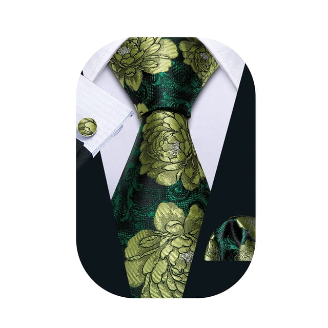 Set de corbatas Barry.Wang con estampado floral de seda, 150 cm, con gemelos