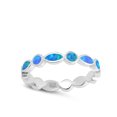 thumbnail image 4 of CHOOSE YOUR COLOR Blue Simulated Opal Circle Marquise Stacking Ring .925 Sterling Silver Band CZ Female Size 7, 4 of 4