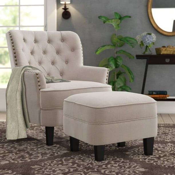 Tafton Tufted Club Chair With Ottoman By Christopher Knight Home Grey