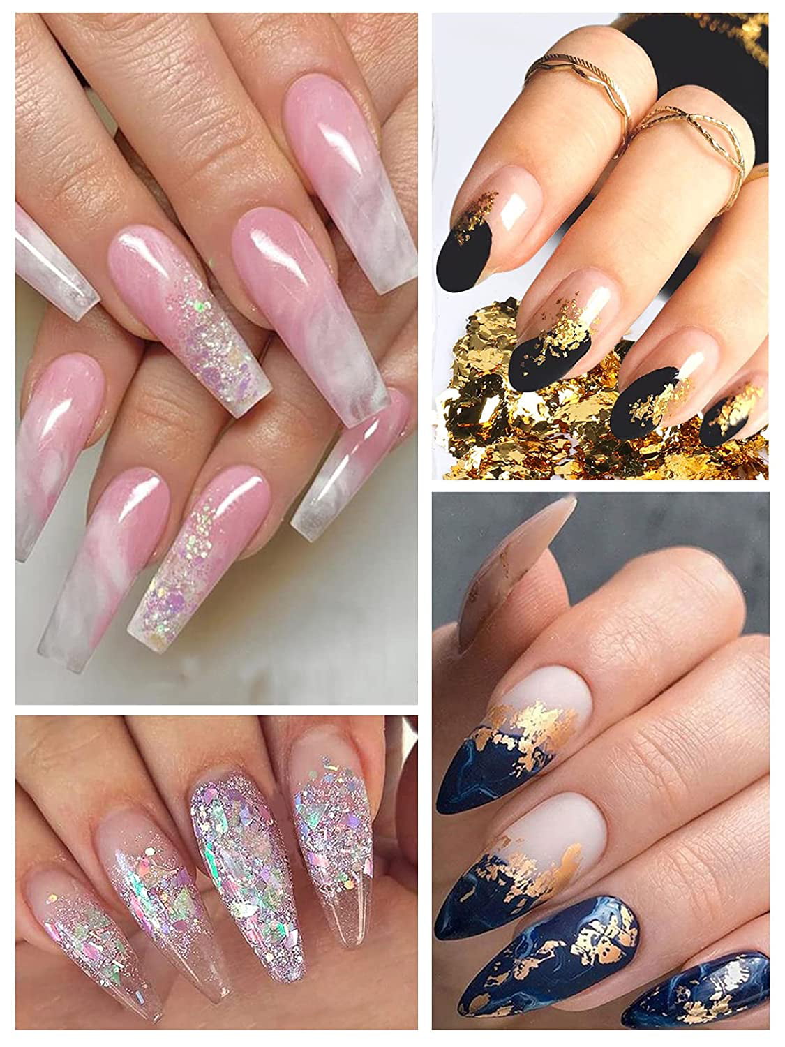 Foil Flakes Gliding Flakes Nail Design Art All Colours Custom Mixes All Uses 