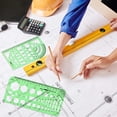 thumbnail image 3 of HLONK 11PCS Geometric Drawings Templates  Drafting Stencils Measuring Tools  Transparent Green Plastic Ruler  for Architecture  Office  Studying  Designing, 3 of 7