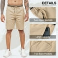 thumbnail image 2 of QPNGRP Men's Zipper Pocket Quick Dry Shorts Drawstring Elastic Waistband Casual Shorts Khaki 34, 2 of 6