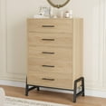 thumbnail image 1 of Memoryfield Commode Haute de 50,5 Po à 5 Tiroirs, Coffre de Rangement en Bois pour Chambre et Garde-Robe, Naturel, 1 of 6