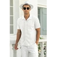 thumbnail image 2 of Iceglad Men's Casual Button Down Shirts Short Sleeve Shirts Vacation Beach Summer Hollow Out Tops, 2 of 7