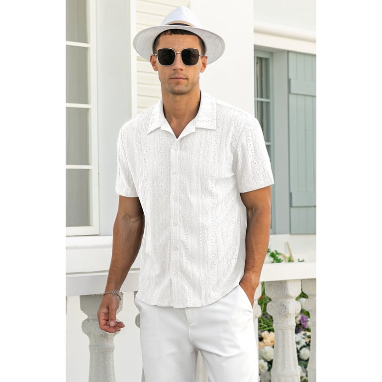 Iceglad Men's Casual Hollow Out Beach Shirt photo 6