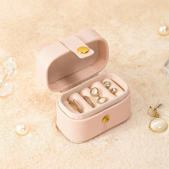 Mini caja para anillos europea y americana, caja portátil para guardar pendientes y joyas, caja de cuero para guardar anillos y pendientes, caja para guardar joyas